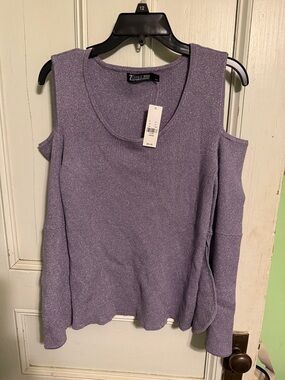 Lavender Cold-Shoulder Knit Top